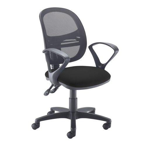 Jota Mesh medium back operators chair with fixed arms - black Office Chairs VMH11-000-BLK