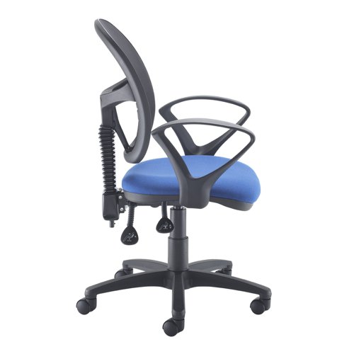 VMH11-000-BLU Jota Mesh medium back operators chair with fixed arms - blue