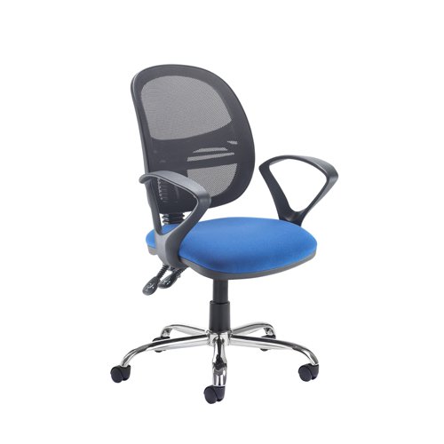 Jota Mesh medium back operators chair with fixed arms and chrome base - made to order