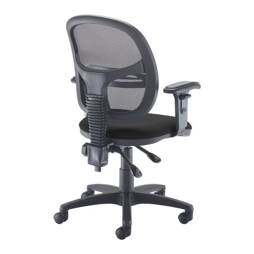 VMH12-000-BLK Jota Mesh medium back operators chair with adjustable arms - black