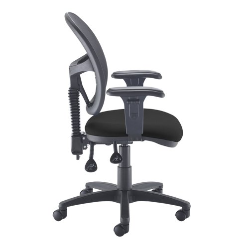 Jota Mesh medium back operators chair with adjustable arms - black VMH12-000-BLK Buy online at Office 5Star or contact us Tel 01594 810081 for assistance