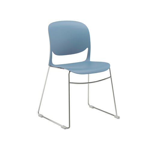 Verve multi-purpose chair with chrome sled frame - blue