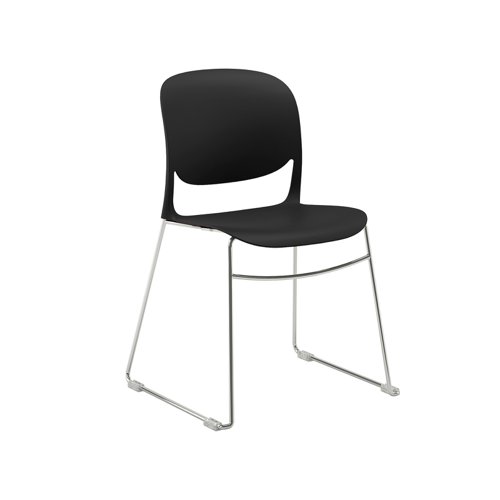Verve multi-purpose chair with chrome sled frame - black