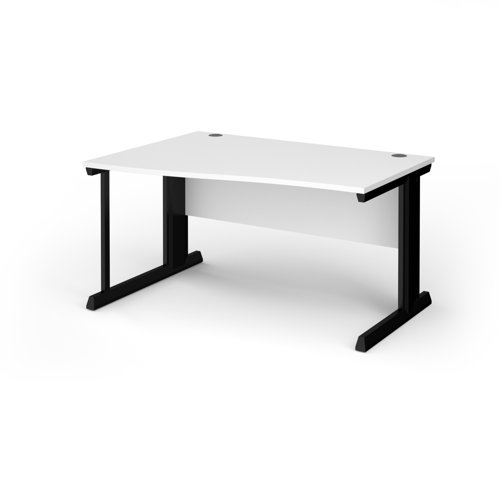 Vivo left hand wave desk 1400mm - black frame, white top