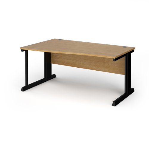 Vivo left hand wave desk 1600mm - black frame, oak top