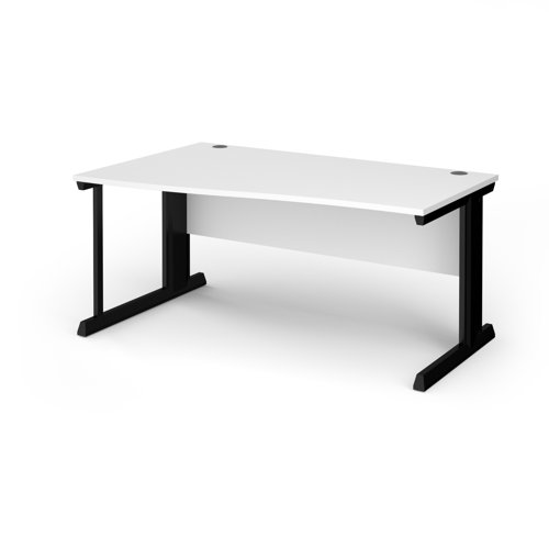 Vivo left hand wave desk 1600mm - black frame, white top