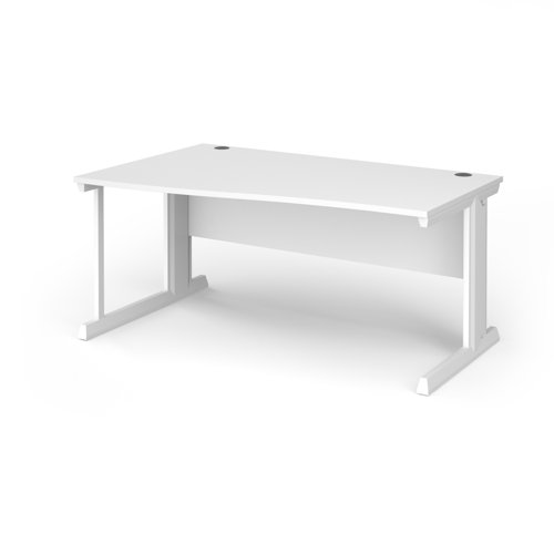 Vivo left hand wave desk 1600mm - white frame, white top