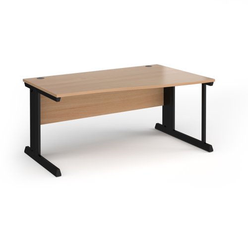 Vivo right hand wave desk 1600mm - black frame, beech top