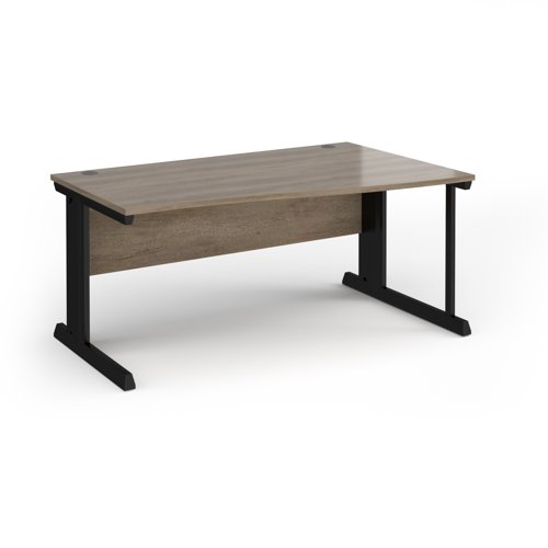 Vivo right hand wave desk 1600mm - black frame, Nebraska Oak top
