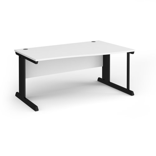 Vivo right hand wave desk 1600mm - black frame, white top