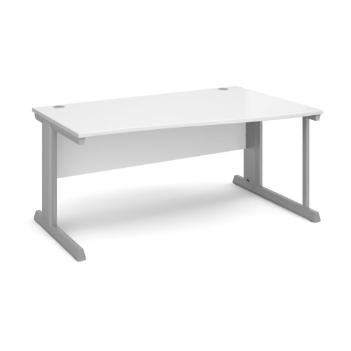 Vivo right hand wave desk 1600mm - silver frame, white top
