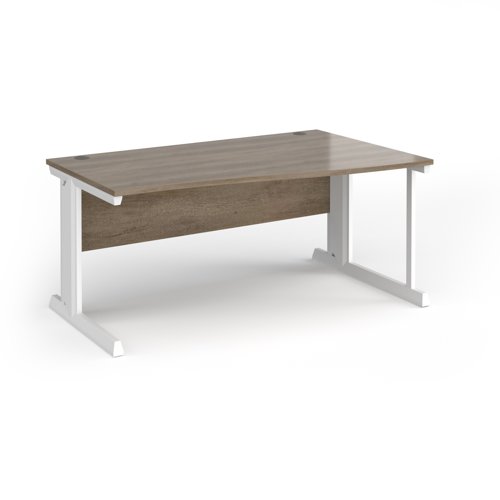 Vivo right hand wave desk 1600mm - white frame, Nebraska Oak top