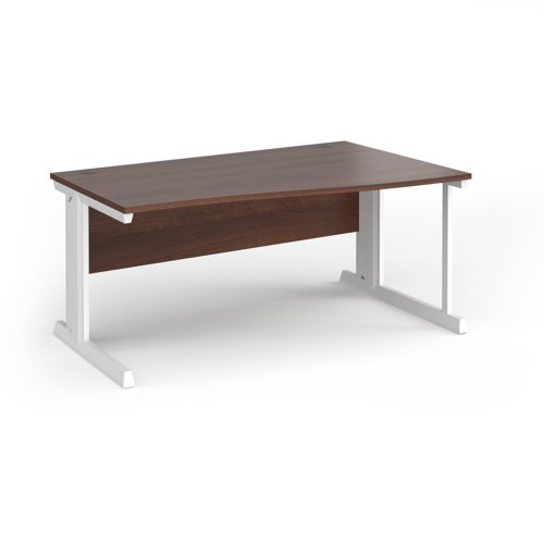 Vivo right hand wave desk 1600mm - white frame, walnut top