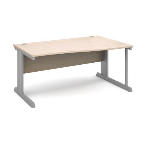 Vivo right hand wave desk 1600mm - silver frame, maple top