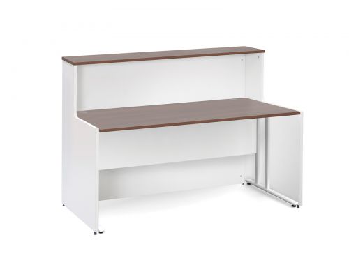 Welcome Maestro 25 Reception Desk 1462x890mm White Body/Walnut Top WD2514W