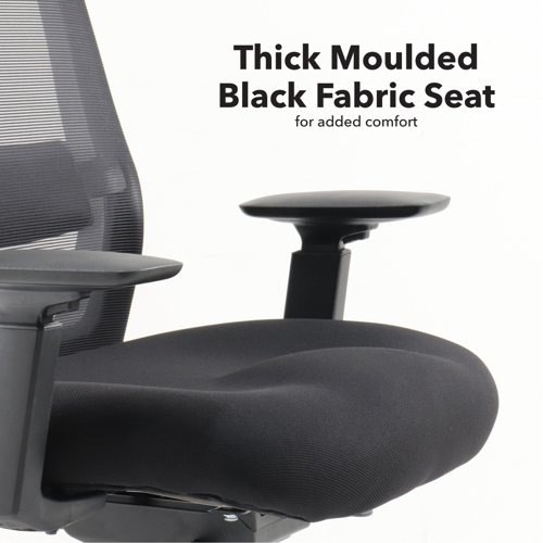 Yasmin mesh back operator chair with black fabric seat and black mesh back Dams International