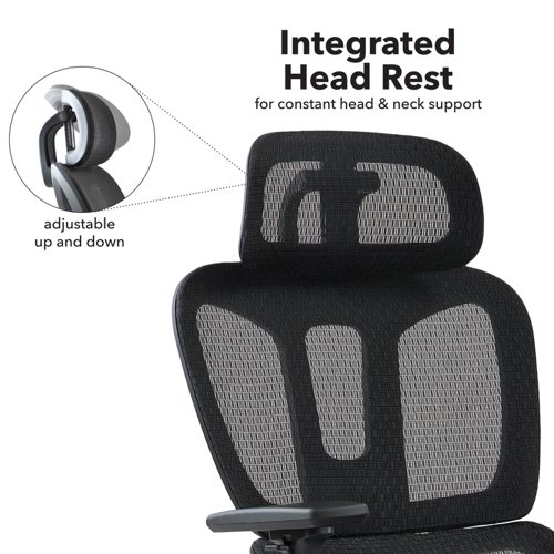 Zala mesh back operator chair with headrest and black mesh seat
