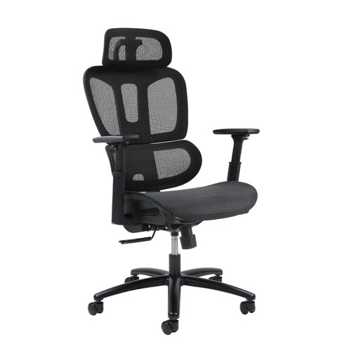 Zala mesh back operator chair with headrest and black mesh seat  ZAL300T1-K
