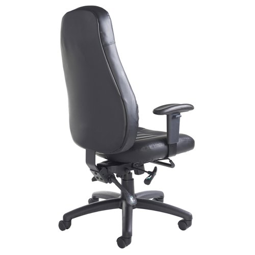 Zeus high back 24hr task chair - black faux leather | ZEU300K2 | Dams International