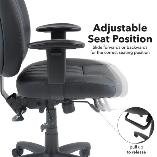 Zeus high back 24hr task chair - black faux leather | ZEU300K2 | Dams International