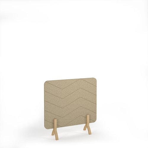 Zigzag Acoustic Floor Standing Screen Wooden Legs 1200w 1200h - Dark Camel