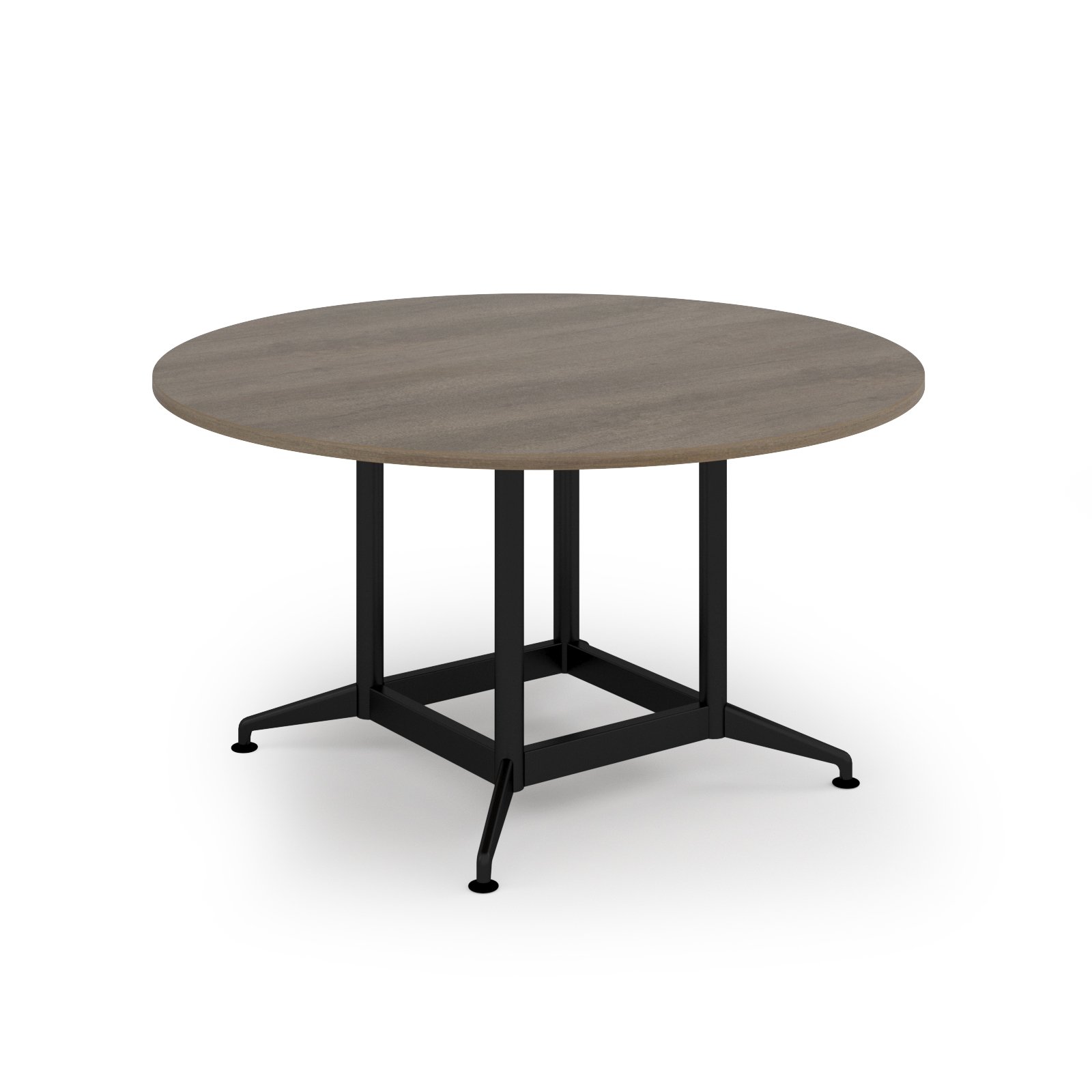 Loft table 1400 dia black frame and nebraska oak top