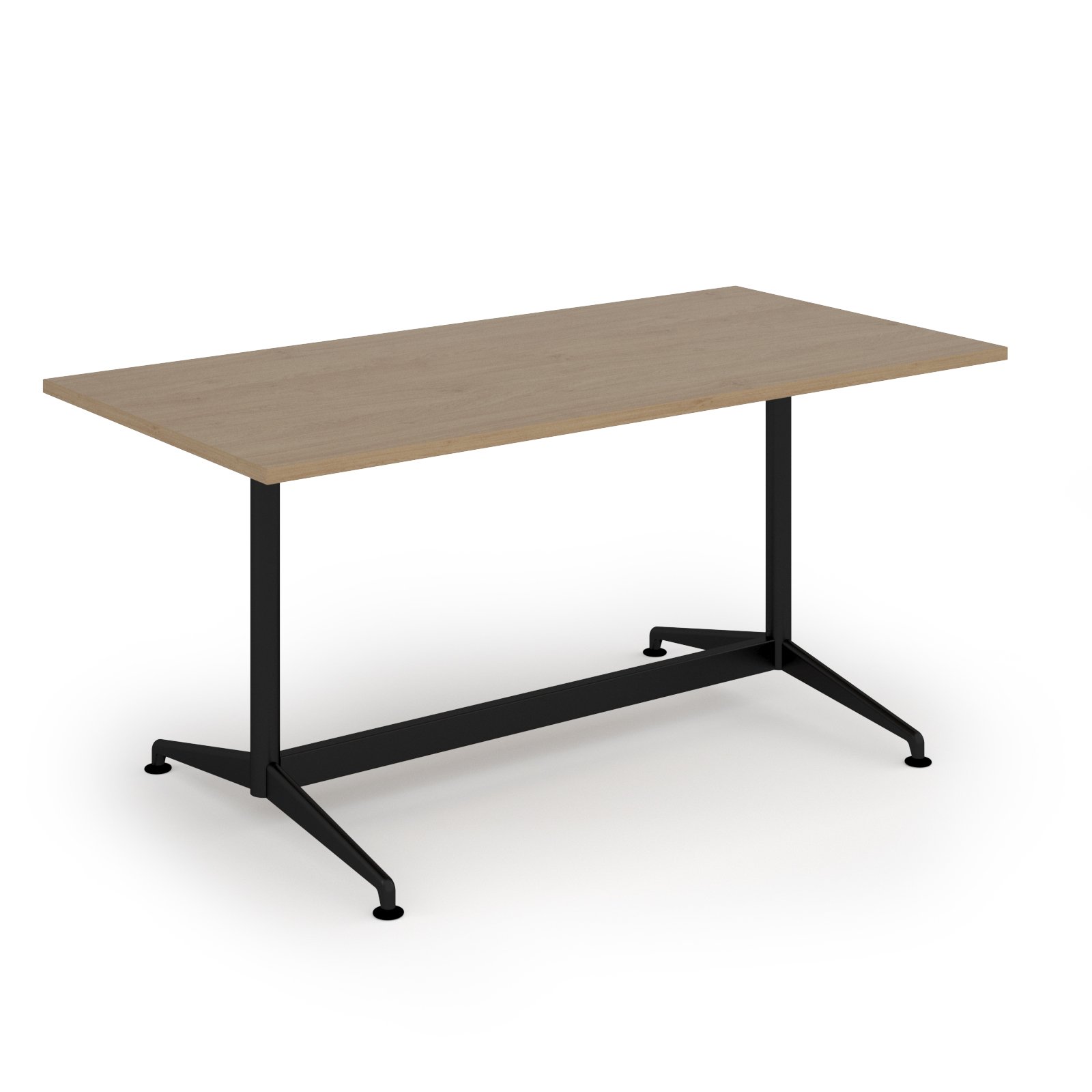 Loft dining table 1600w x 800d black frame and kendal oak top