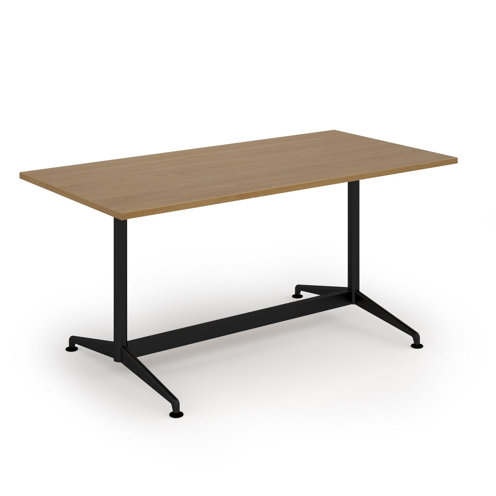 Loft dining table 1600w x 800d black frame and oak top