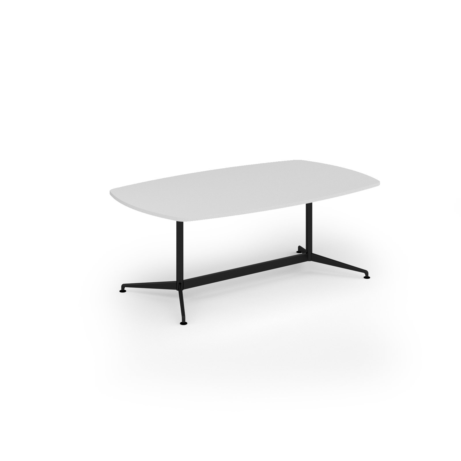 Loft barrel table 2000w x 1200d black frame and white top