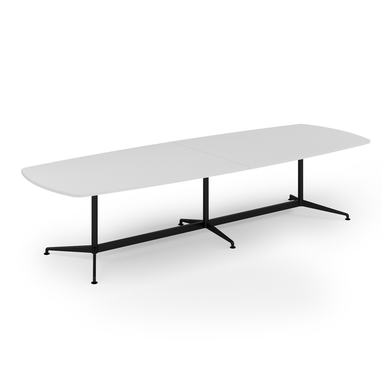 Loft barrel table 3400w x 1200d black frame and white top