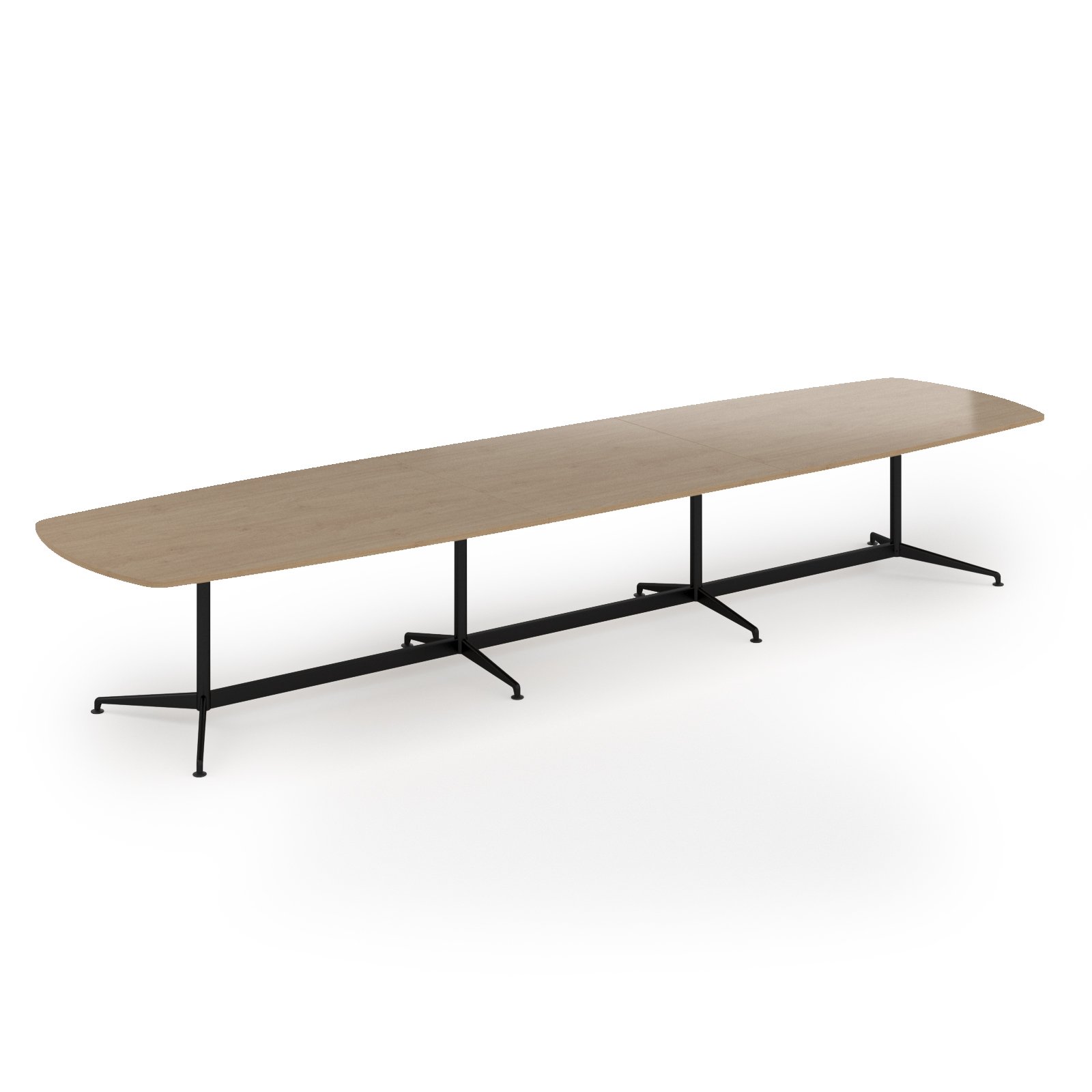 Loft barrel table 4600w x 1200d black frame and kendal oak top