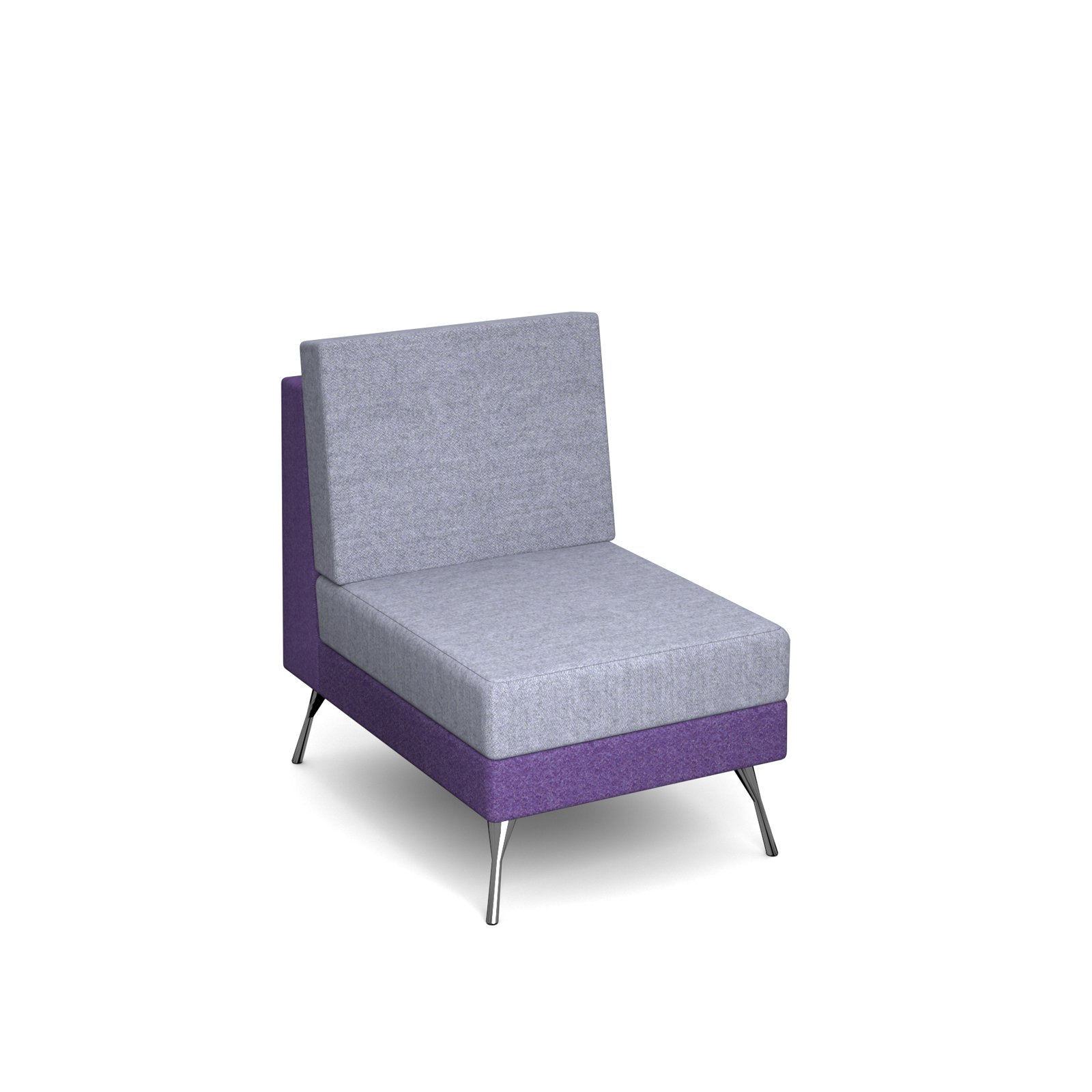 Lyric modular soft seating chair with no arms and metal legs