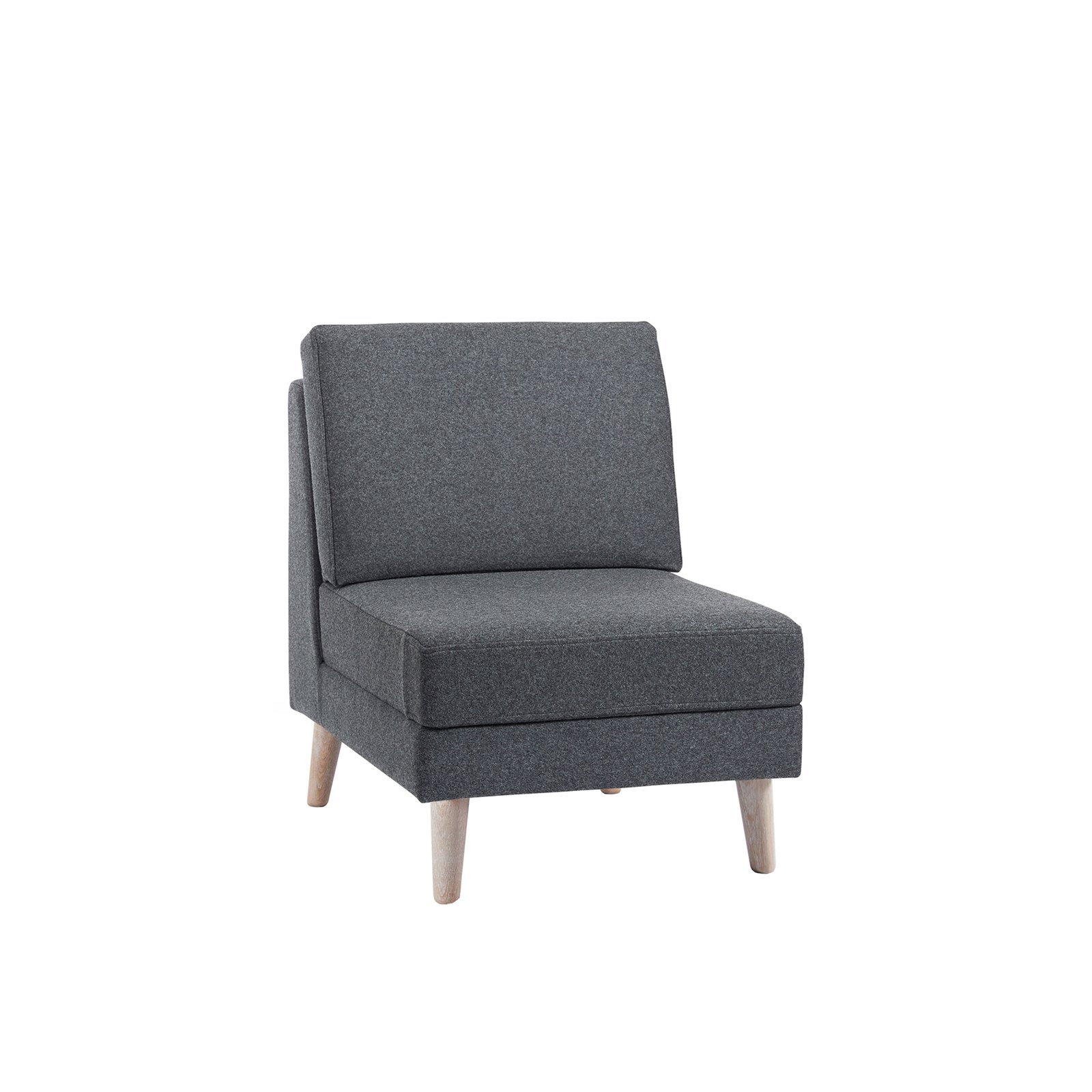 Lyric modular soft seating chair with no arms and wooden legs