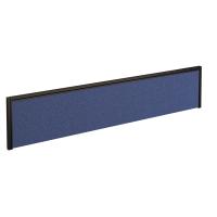 Straight fabric desktop screen 1800mm x 380mm - blue fabric with black aluminium frame
