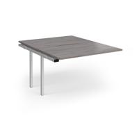Connex Angled 1200 x 1600 x 725mm Back to Back Add On Bay - Silver Frame / Grey Oak Top