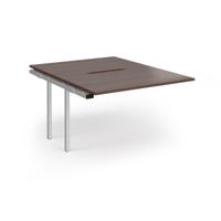 Connex Angled 1200 x 1600 x 725mm Back to Back Add On Bay - Silver Frame / Walnut Top