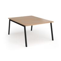 Connex Angled 1200 x 1600 x 725mm Back to Back Desk (2 x 1200mm) - Black Frame / Beech Top