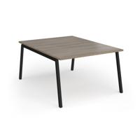 Connex Angled 1200 x 1600 x 725mm Back to Back Desk (2 x 1200mm) - Black Frame / Nebraska Oak Top