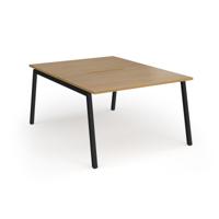 Connex Angled 1200 x 1600 x 725mm Back to Back Desk (2 x 1200mm) - Black Frame / Oak Top