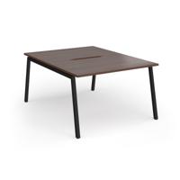 Connex Angled 1200 x 1600 x 725mm Back to Back Desk (2 x 1200mm) - Black Frame / Walnut Top