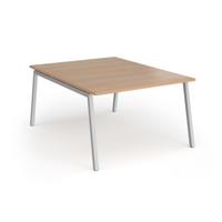 Connex Angled 1200 x 1600 x 725mm Back to Back Desk (2 x 1200mm) - Silver Frame / Beech Top