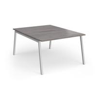 Connex Angled 1200 x 1600 x 725mm Back to Back Desk (2 x 1200mm) - Silver Frame / Grey Oak Top