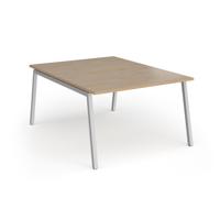 Connex Angled 1200 x 1600 x 725mm Back to Back Desk (2 x 1200mm) - Silver Frame / Kendal Oak Top