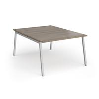 Connex Angled 1200 x 1600 x 725mm Back to Back Desk (2 x 1200mm) - Silver Frame / Nebraska Oak Top