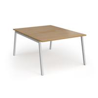 Connex Angled 1200 x 1600 x 725mm Back to Back Desk (2 x 1200mm) - Silver Frame / Oak Top