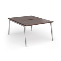 Connex Angled 1200 x 1600 x 725mm Back to Back Desk (2 x 1200mm) - Silver Frame / Walnut Top