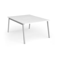 Connex Angled 1200 x 1600 x 725mm Back to Back Desk (2 x 1200mm) - Silver Frame / White Top