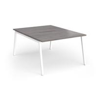 Connex Angled 1200 x 1600 x 725mm Back to Back Desk (2 x 1200mm) - White Frame / Grey Oak Top