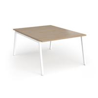 Connex Angled 1200 x 1600 x 725mm Back to Back Desk (2 x 1200mm) - White Frame / Kendal Oak Top
