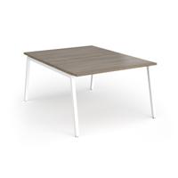 Connex Angled 1200 x 1600 x 725mm Back to Back Desk (2 x 1200mm) - White Frame / Nebraska Oak Top